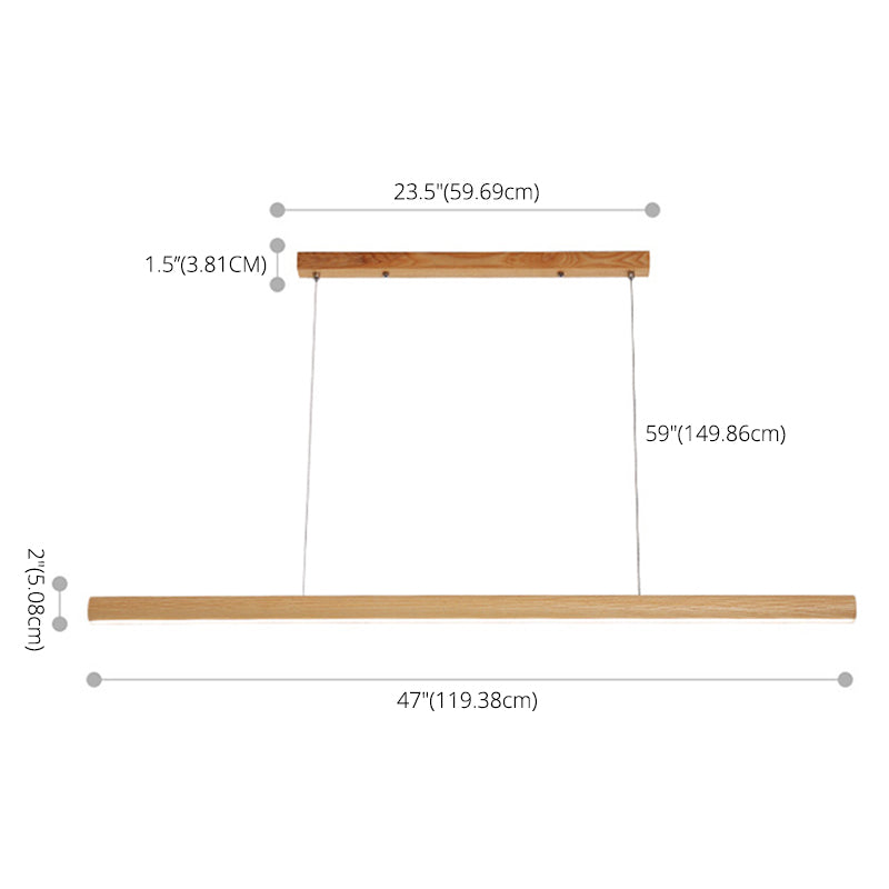 Ash Wood Tubular Hanging Lamp Nordic Style Dining Room LED Island Lighting Ideas
