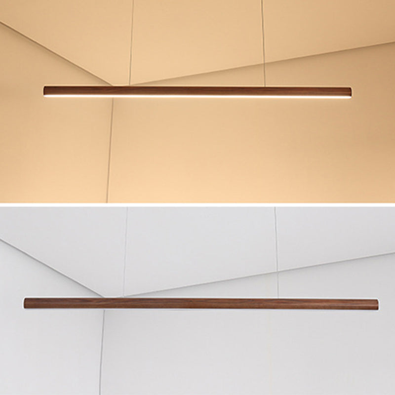 Ash Wood Tubular Hanging Lamp Nordic Style Dining Room LED Island Lighting Ideas