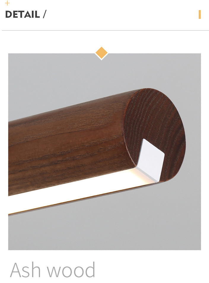 Ash Wood Tubular Hanging Lamp Nordic Style Dining Room LED Island Lighting Ideas