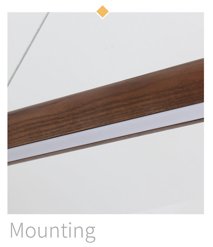 Ash Wood Tubular Hanging Lamp Nordic Style Dining Room LED Island Lighting Ideas