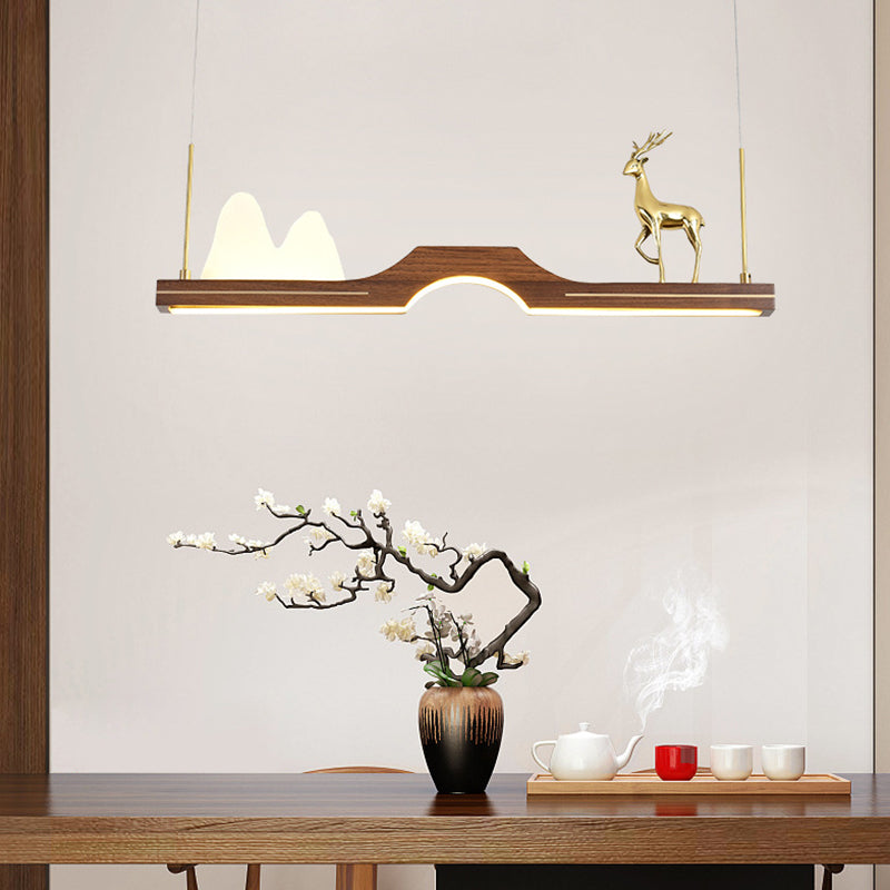 Luce artistica per arti moderna dell'isola lineare in legno scuro per sala da studio