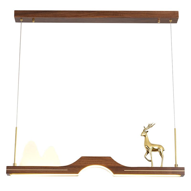 Luce artistica per arti moderna dell'isola lineare in legno scuro per sala da studio