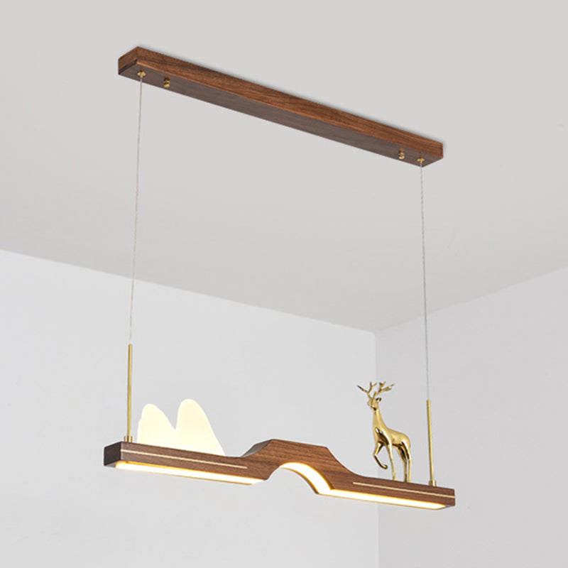 Luce artistica per arti moderna dell'isola lineare in legno scuro per sala da studio