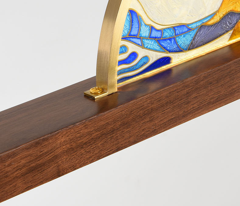 Luce artistica per arti moderna dell'isola lineare in legno scuro per sala da studio