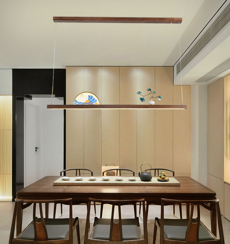 Luce artistica per arti moderna dell'isola lineare in legno scuro per sala da studio