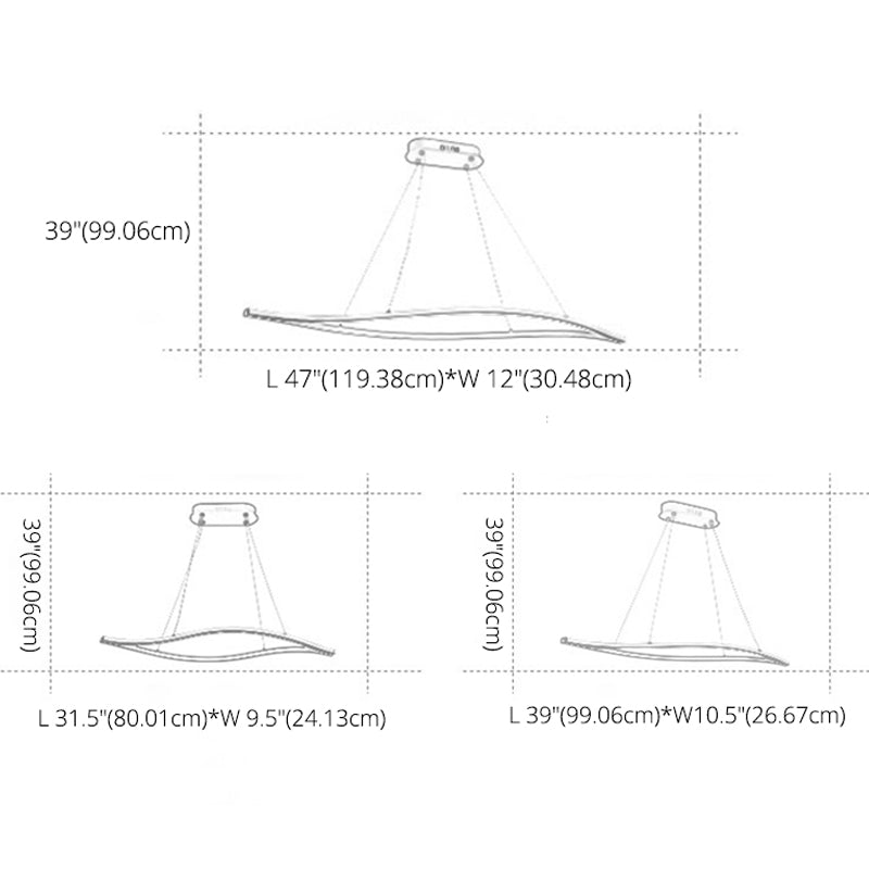 Minimalist Leaf Shaped Island Lamp Acrylic Dining Room LED Hanging Light Fixture