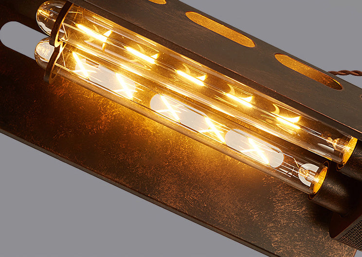 4-Light Steam Train Hanging Lamp Art Decor Industrial 4-Bulb Rust Finish Metal Island Lighting