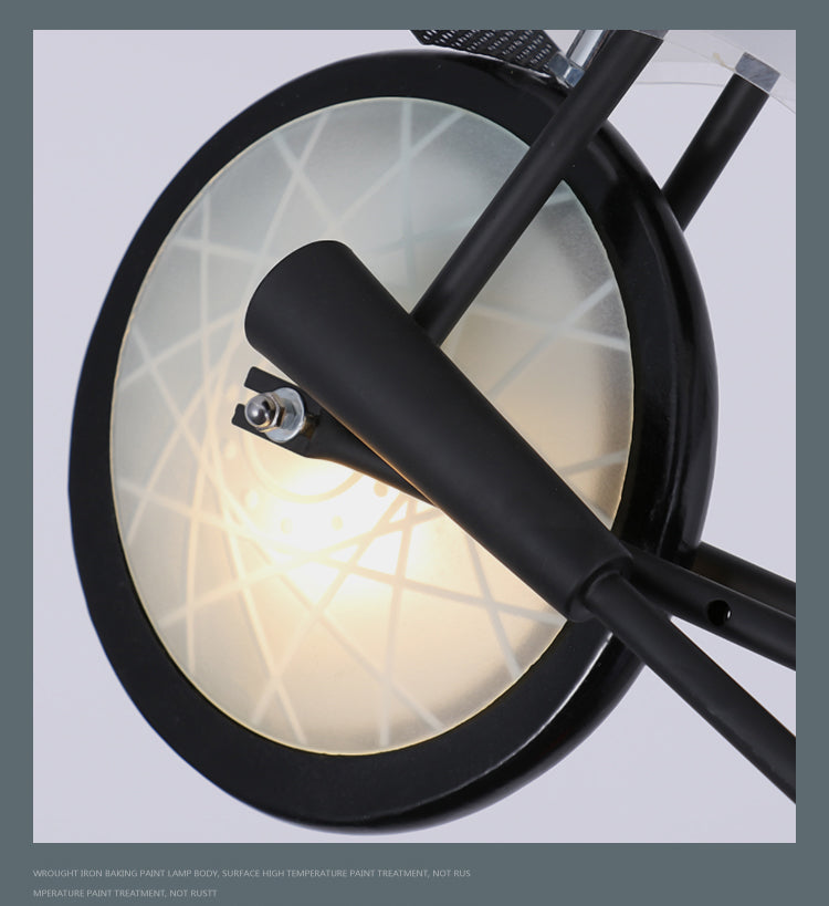 Accensione industriale a sospensione per moto per bar, luce in vetro bianco glassata per bar