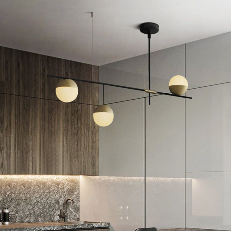 Gold Nut Shaped Suspension Light Nordic White Glass Island Ceiling Light for Living Room