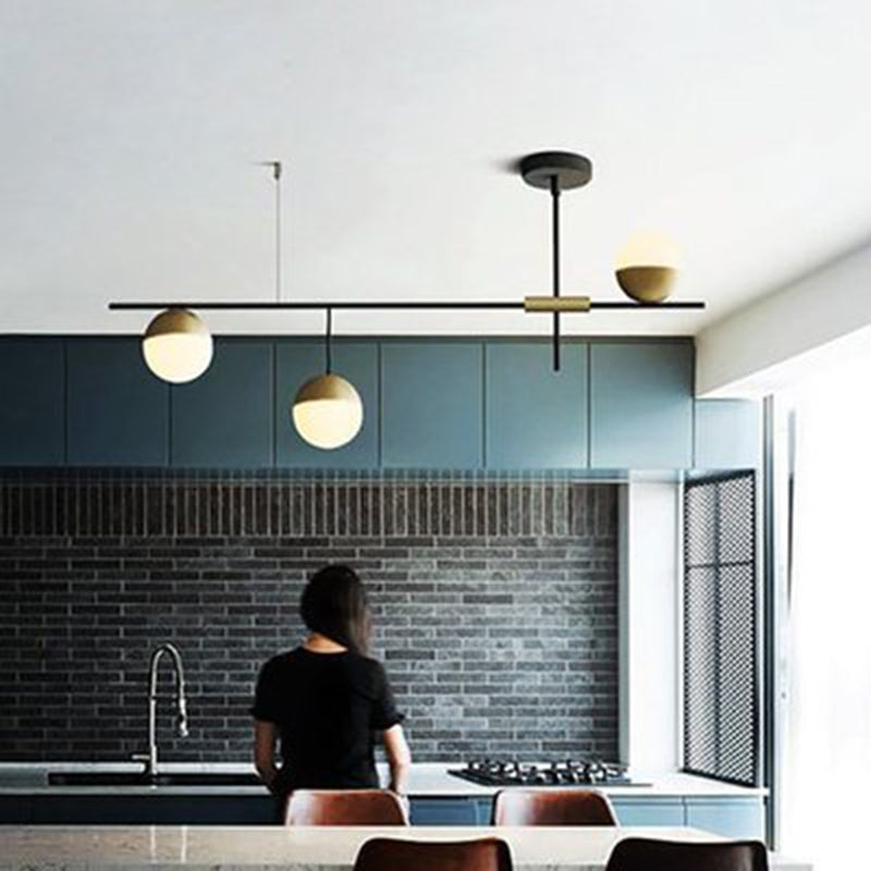 Gold Nut Shaped Suspension Light Nordic White Glass Island Ceiling Light for Living Room