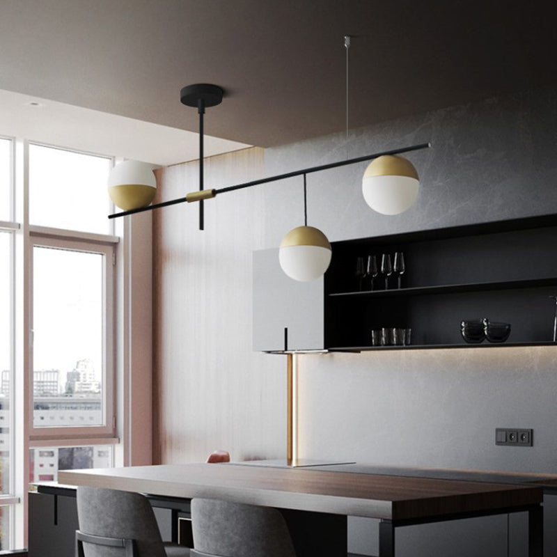 Gold Nut Shaped Suspension Light Nordic White Glass Island Ceiling Light for Living Room