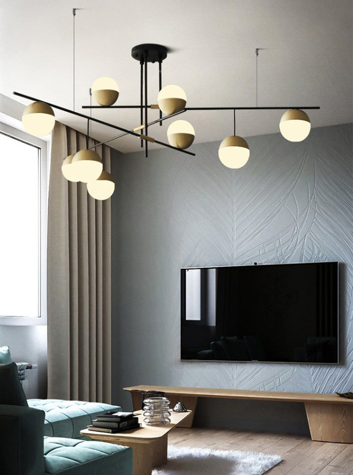 Gold Nut Shaped Suspension Light Nordic White Glass Island Ceiling Light for Living Room