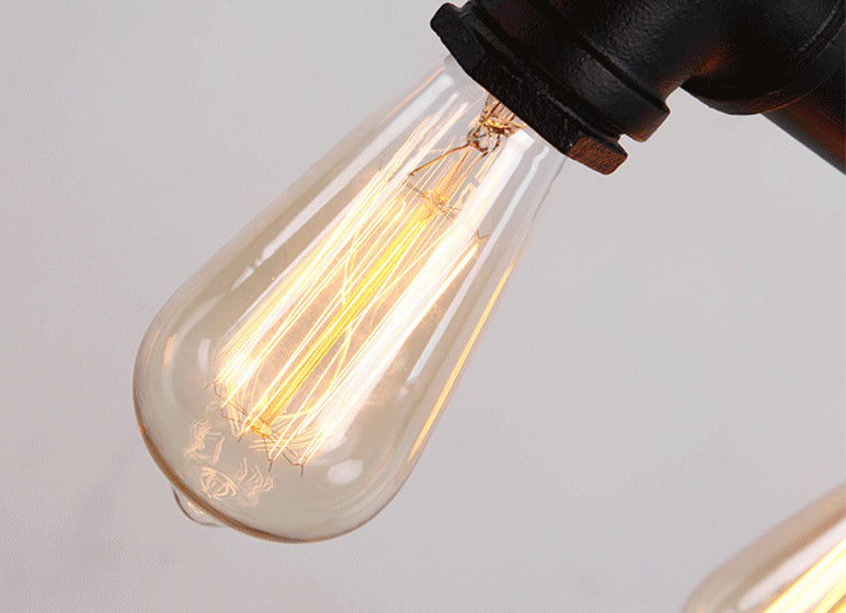 5 Lights Water Pipe Pendant Steampunk Metal Island Lighting Fixture for Dining Room