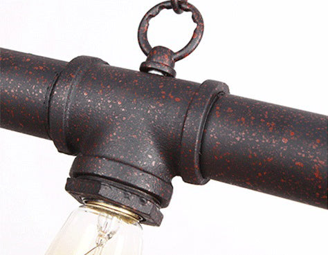5 Lights Water Pipe Pendant Steampunk Metal Island Lighting Fixture for Dining Room