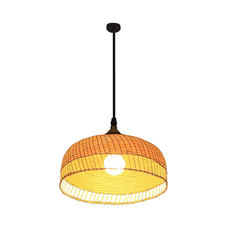Wood Dome sospensione a sospensione Contemporary Bamboo 1 lampadina sospesa