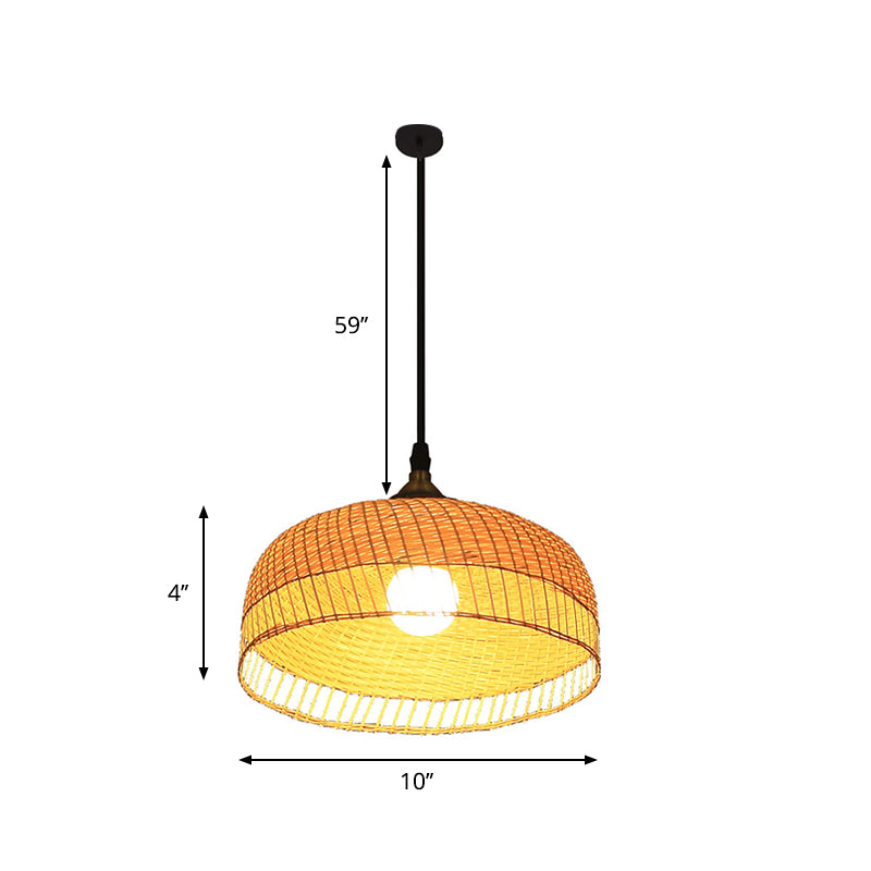 Wood Dome sospensione a sospensione Contemporary Bamboo 1 lampadina sospesa