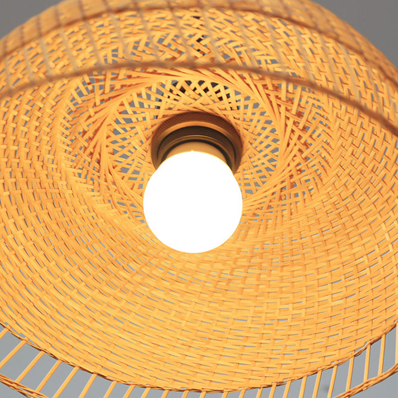 Wood Dome sospensione a sospensione Contemporary Bamboo 1 lampadina sospesa