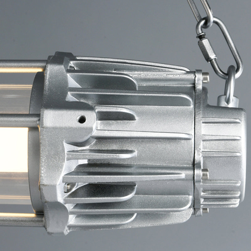 Il ristorante industriale in metallo industriale a ciondolo cilindrico d'isola argento si appese alla luce appesa