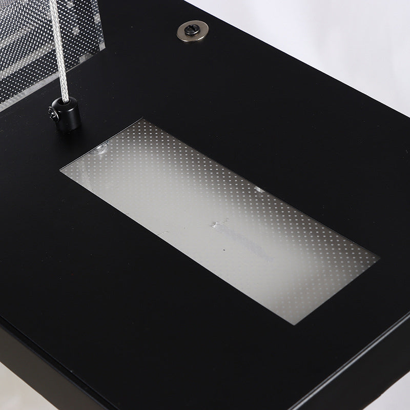 Rectangular LED Island Light Fixture Simplicity Acrylic Black Pendant Light for Dining Room