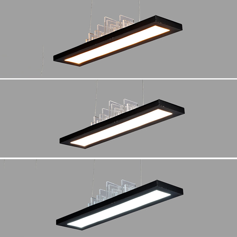 Rectangular LED Island Light Fixture Simplicity Acrylic Black Pendant Light for Dining Room