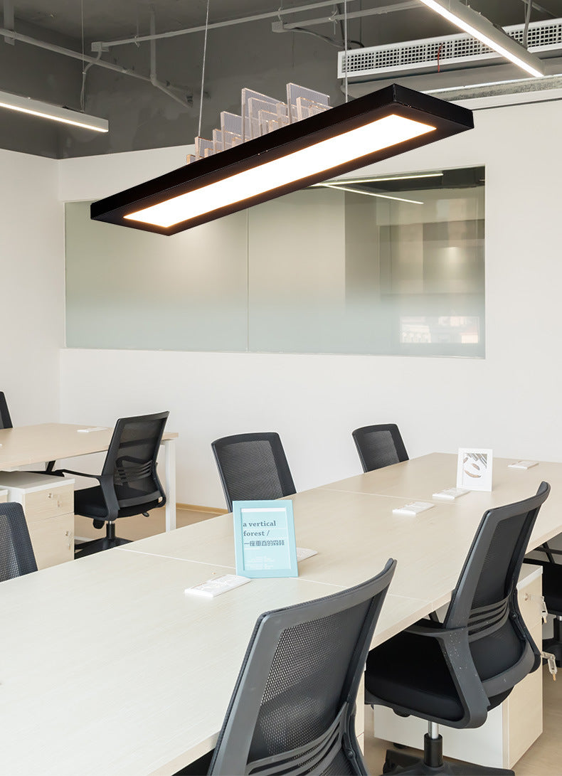 Rectangular LED Island Light Fixture Simplicity Acrylic Black Pendant Light for Dining Room