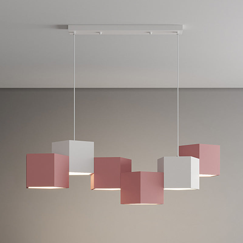 Lampada dell'isola a led macaron lampada sospesa pentagonale con tonalità in metallo per una cena