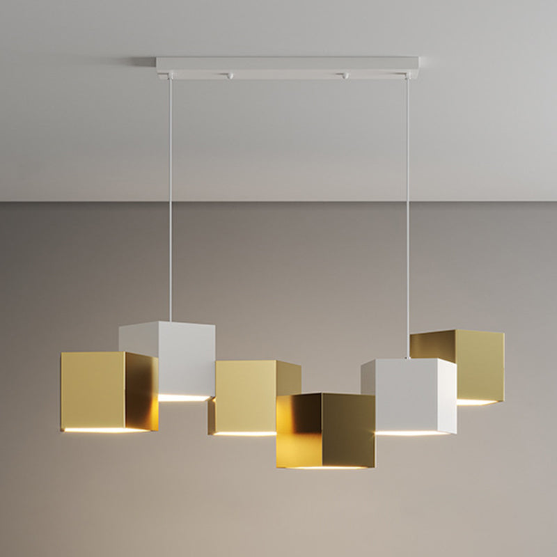 Lampada dell'isola a led macaron lampada sospesa pentagonale con tonalità in metallo per una cena