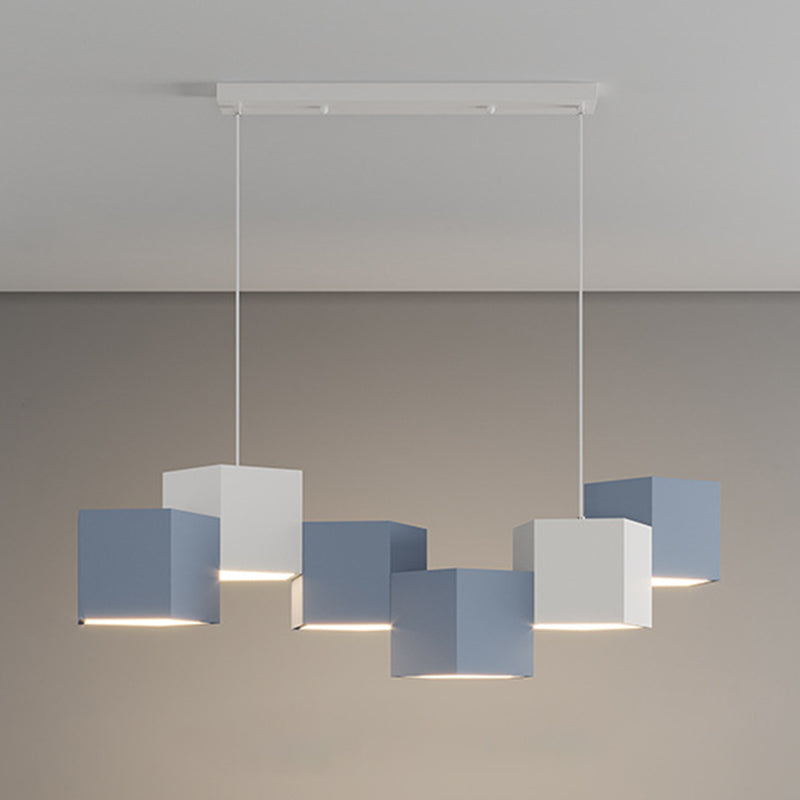 Lampada dell'isola a led macaron lampada sospesa pentagonale con tonalità in metallo per una cena