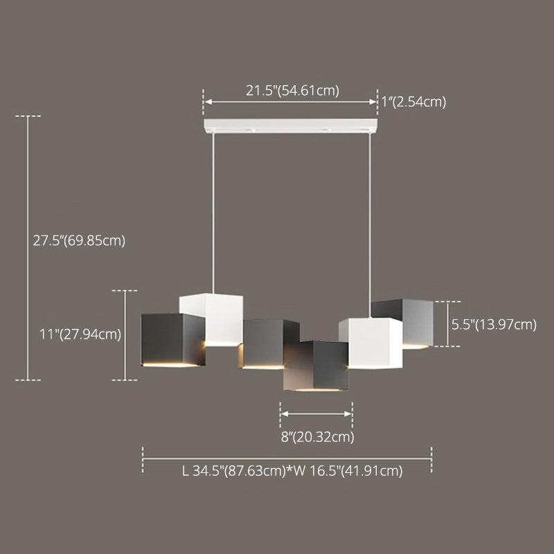 Lampada dell'isola a led macaron lampada sospesa pentagonale con tonalità in metallo per una cena