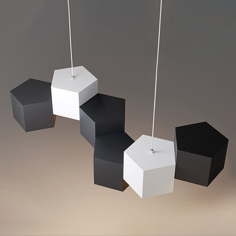 Lampada dell'isola a led macaron lampada sospesa pentagonale con tonalità in metallo per una cena