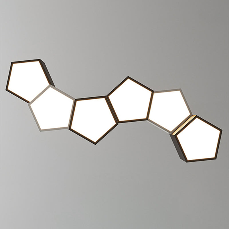 Lampada dell'isola a led macaron lampada sospesa pentagonale con tonalità in metallo per una cena