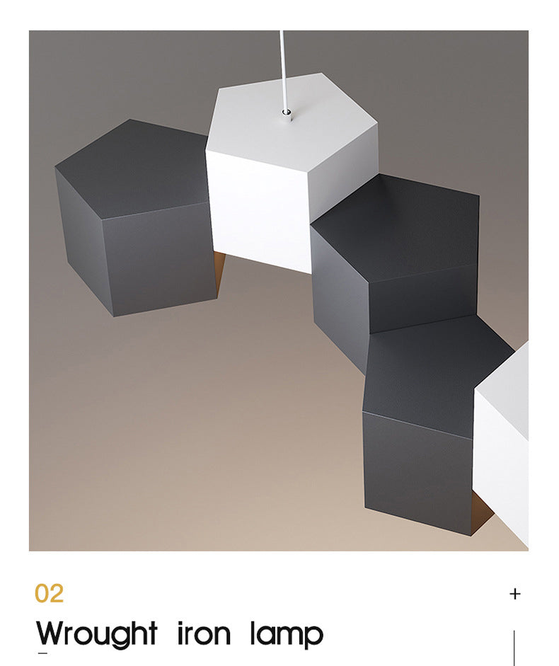 Lampada dell'isola a led macaron lampada sospesa pentagonale con tonalità in metallo per una cena