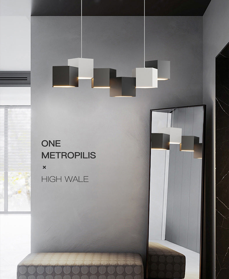 Lampada dell'isola a led macaron lampada sospesa pentagonale con tonalità in metallo per una cena