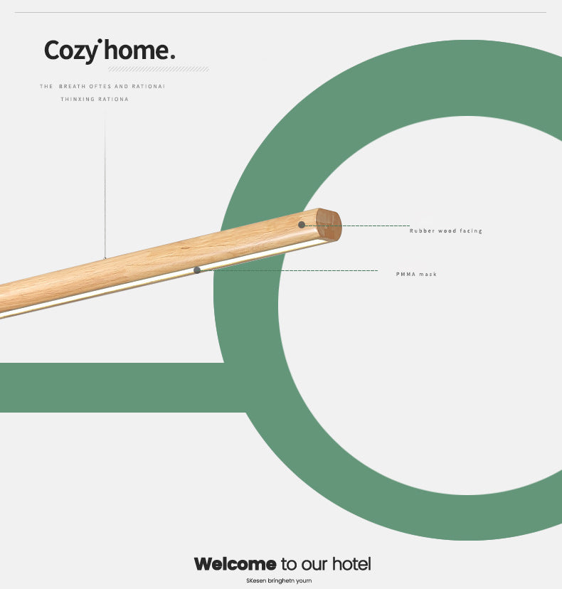 Noordse staafvormige eilandlamp houten eetkamer led lineair hanger licht in beige