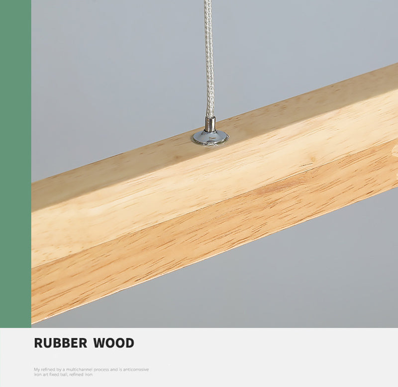 Noordse staafvormige eilandlamp houten eetkamer led lineair hanger licht in beige