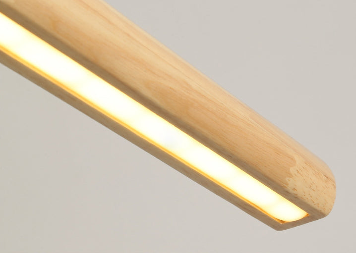 Nordic Rod Shaped Island Lamp Wooden Dining Room LED Linear Pendant Light in Beige