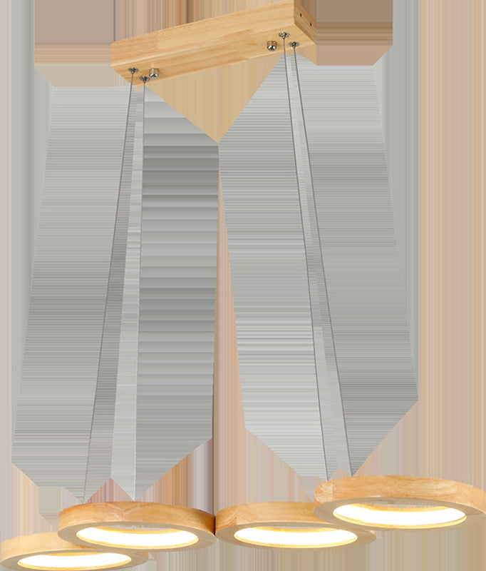 Sospensione in legno circolare Luce minimalista a LED Isola sospesa per il ristorante