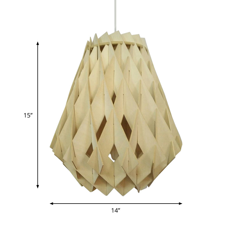 Lámpara de techo de frasco de madera Modernista 1 Luz de colgante colgante de bombilla en beige para tenderos