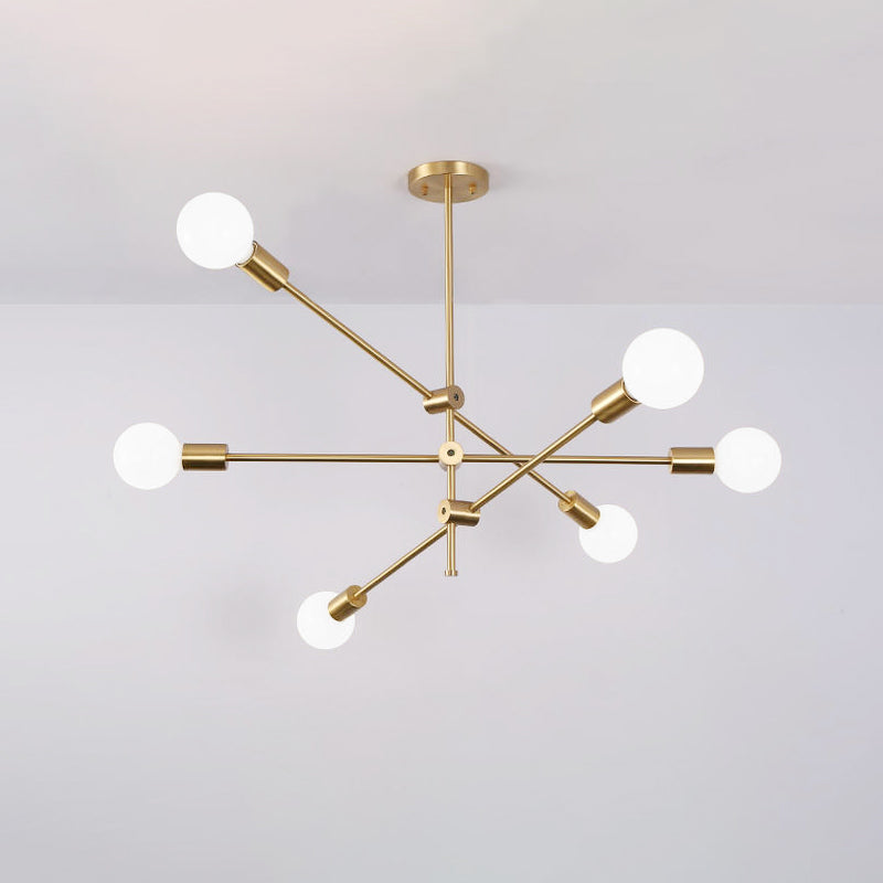 Modern Linear 6-Light Ceiling Light Adjustable Rotatable with Orb Glass Shade