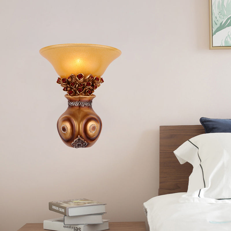 Vintage Vase Wall Sconce Light 1 Head Resin Bronze Finish Wall Mount Light Fixture