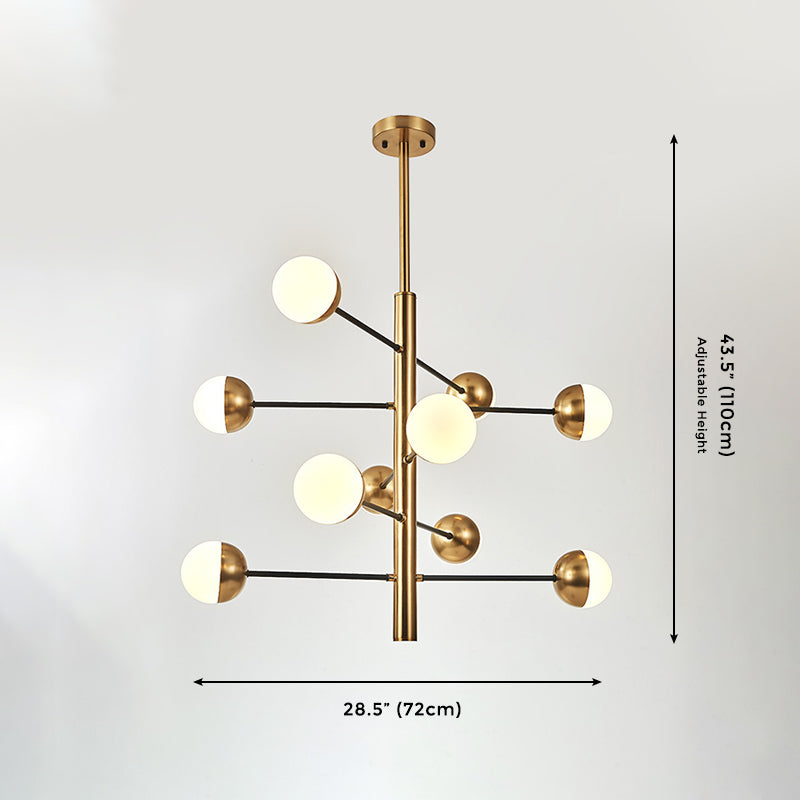 10-Light Ceiling Light, Frosted Glass Shade, Spiral with Adjustable Height