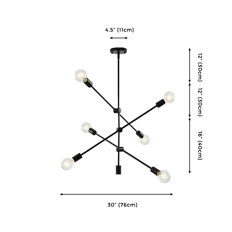 Modern Chandelier, Black Light Fixture Led Bulb with Adjustable Height