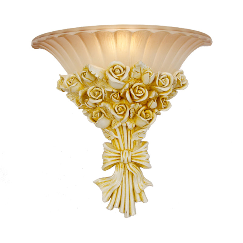 Modern Rose Flush Sconce Light Exquisite 1 Light Resin Wall Lighting Ideas in Beige