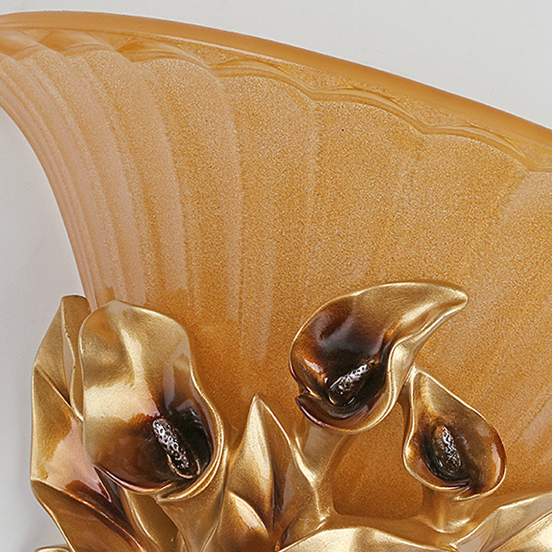 Sandblasted Glass Flared Wall Light Vintage Style 1 Bulb Golden Sconce Light Fixture