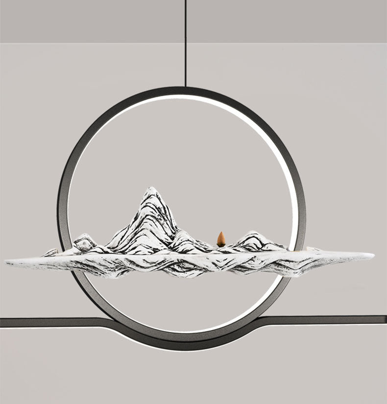 Chinese Minimalist Style Linear Island Pendant Lighting LED Metal Island Ceiling Light for Living Room