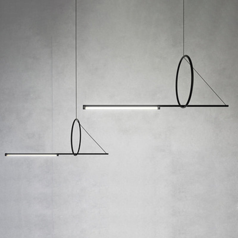 Modern Minimalism Black Linear Island Pendant Lighting LED Metal Island Ceiling Light for Living Room