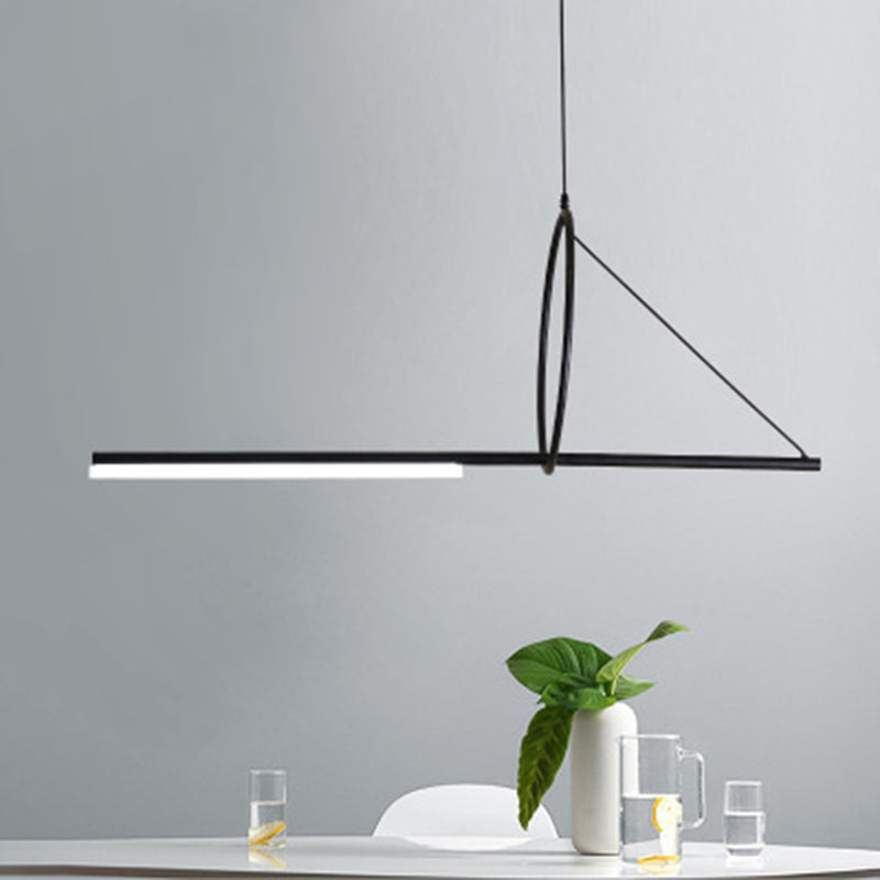 Modern Minimalism Black Linear Island Pendant Lighting LED Metal Island Ceiling Light for Living Room