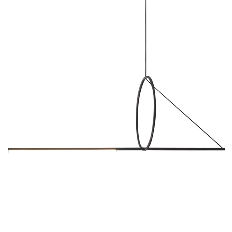 Modern Minimalism Black Linear Island Pendant Lighting LED Metal Island Ceiling Light for Living Room