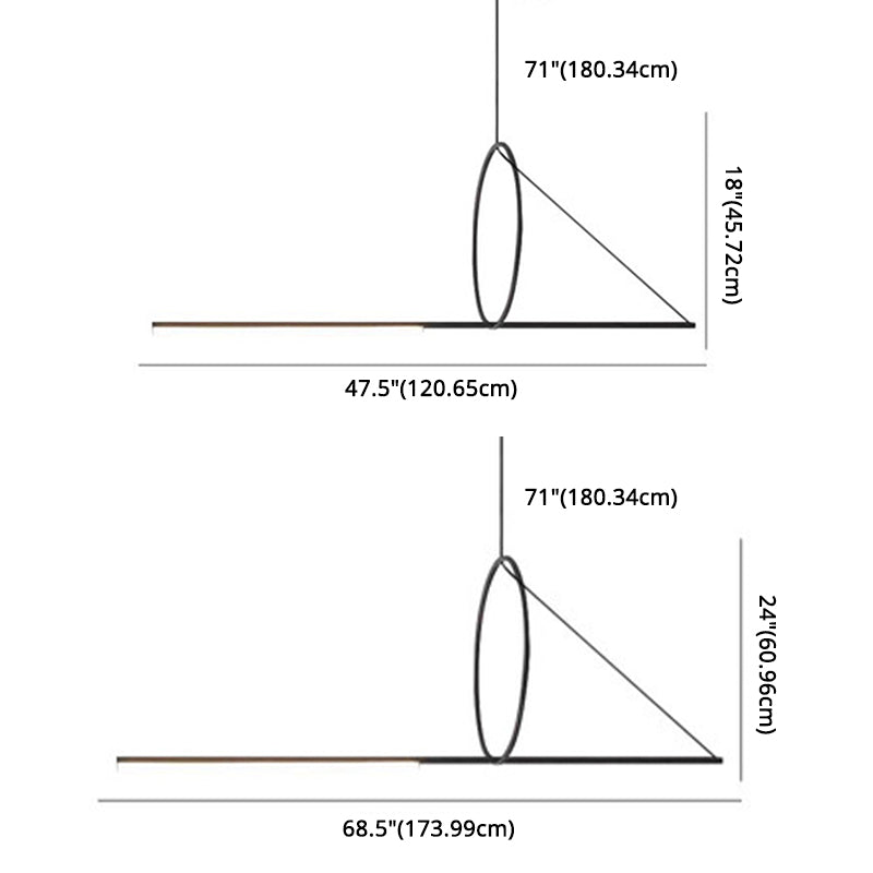 Modern Minimalism Black Linear Island Pendant Lighting LED Metal Island Ceiling Light for Living Room