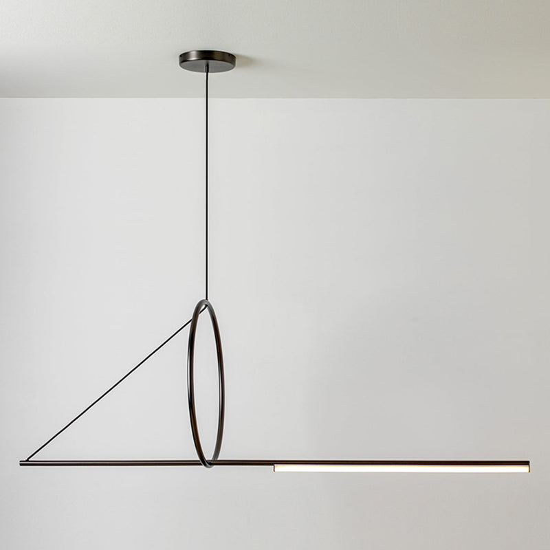 Modern Minimalism Black Linear Island Pendant Lighting LED Metal Island Ceiling Light for Living Room
